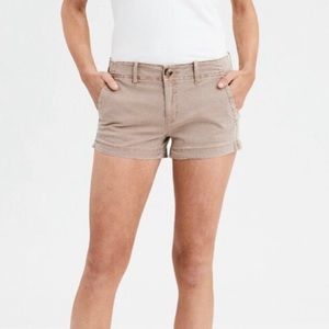 AE Khaki Mid Rise Shortie, size 8